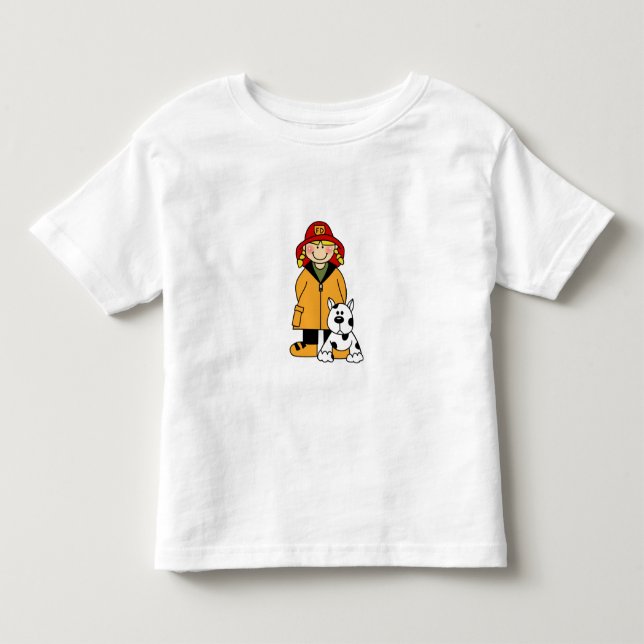 Camiseta Infantil Rapariga Bombeiro com Dalmation (Frente)