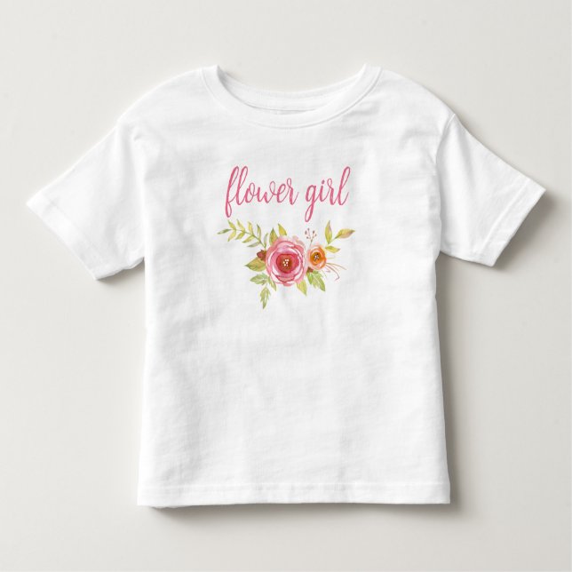 Camiseta Infantil Rapariga de Casamento de Script Rosa Bonito (Frente)