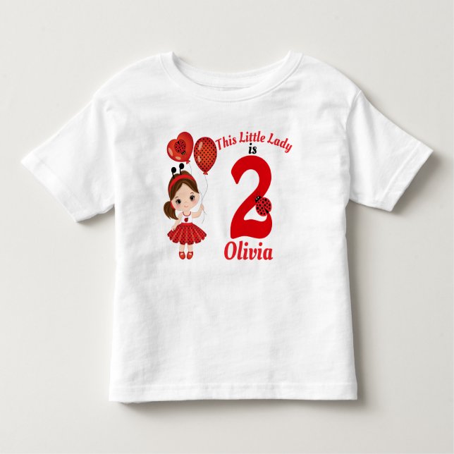 Camiseta Infantil Rapariga Ladybug Birthday Toddler Fine Jersey T-Sh (Frente)