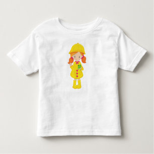 Camiseta Infantil Rapariga No Casaco, Botas, Cabelo Laranja, Sapo