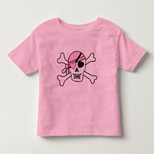 Camiseta Infantil Rapariga Pirata Crânio e Bones Toddler Rosa