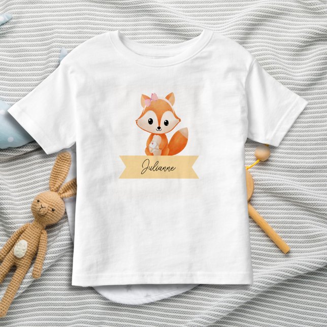 Camiseta Infantil Rapariga raposa fofa personalizada (Criador carregado)