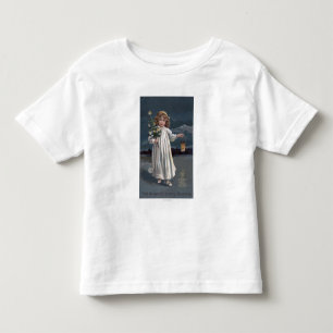 Camiseta Infantil Rapariga Segurando Árvore e Lanterna