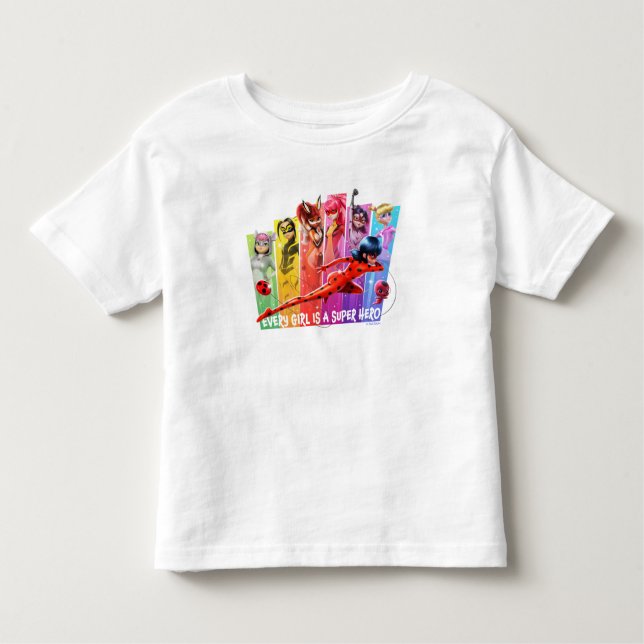 Camiseta Infantil Raparigas Miraculosas | Cada garota é um super her (Frente)