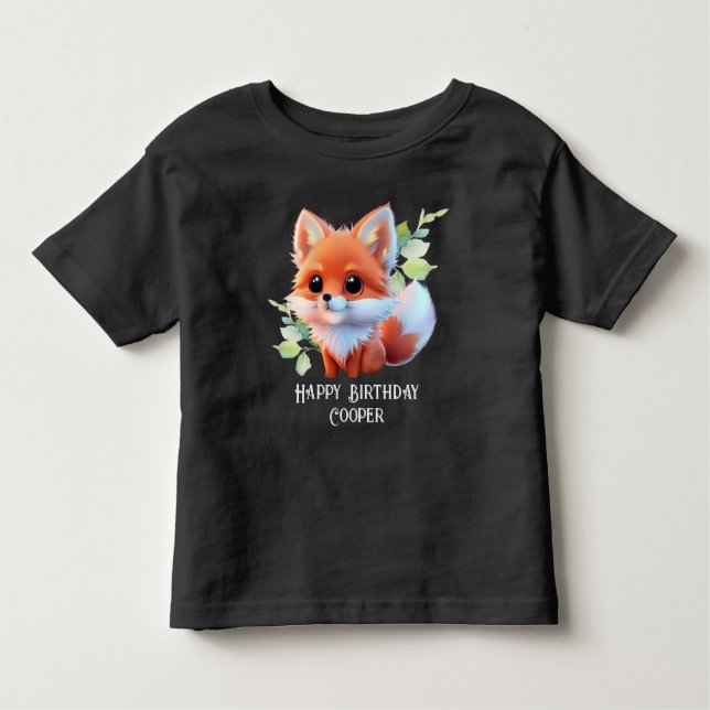 Camiseta Infantil Raposa-branca desenhando animais florestais amigos (Frente)