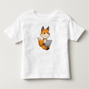 Camiseta Infantil Raposa com Laptop