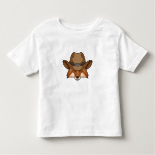Camiseta Infantil Raposa como Cowboy com Chapéu