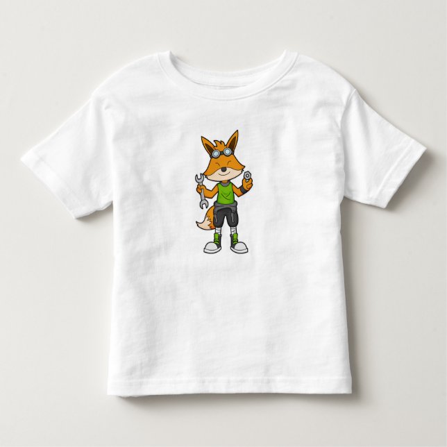 Camiseta Infantil Raposa como mecânica com chave inglesa e seca (Frente)