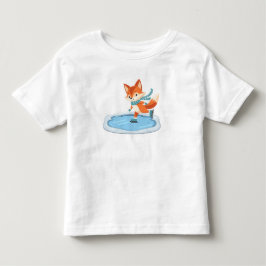 Camiseta Infantil Raposa de desenho animado de patinação no gelo