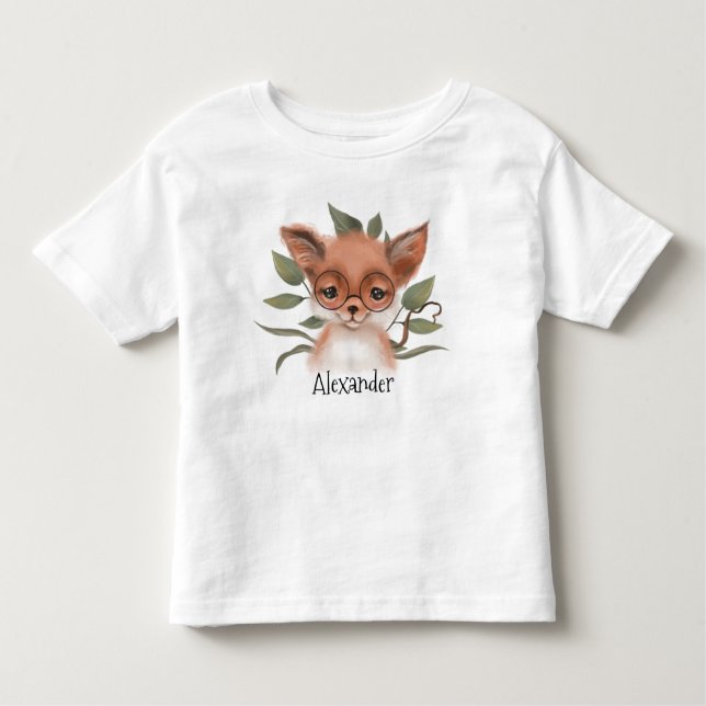 Camiseta Infantil Raposa-de-floresta com nome de criança (Frente)