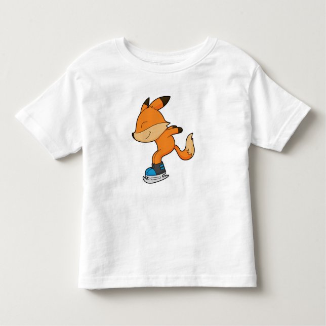 Camiseta Infantil Raposa no patinagem de gelo com skates de gelo (Frente)