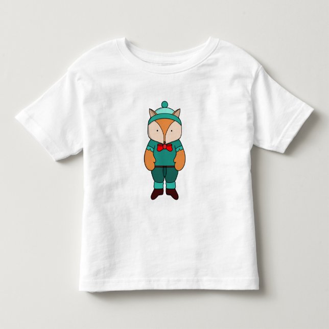 Camiseta Infantil Raposa verde branca (Frente)