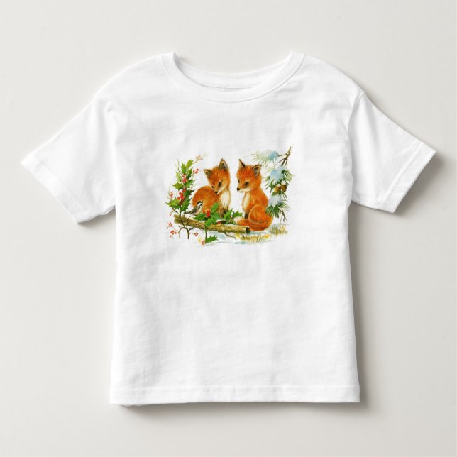 Camiseta Infantil Raposas de Natais vintages (Frente)