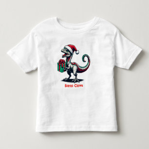 Camiseta Infantil Raptor de chapéu de Natal