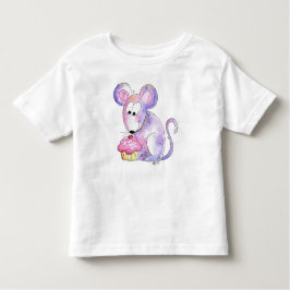 Camiseta Infantil Rato branco bonito com Cupcake