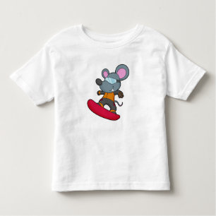 Camiseta Infantil Rato como Snowboarder com Snowboard