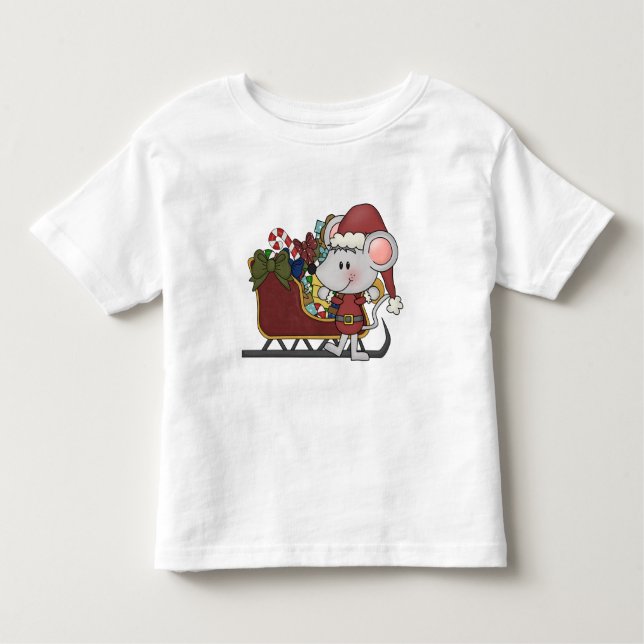 Camiseta Infantil Rato do papai noel com trenó (Frente)