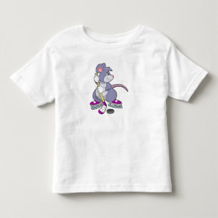 Camiseta Infantil Rato no hóquei em gelo com bastão de hóquei em