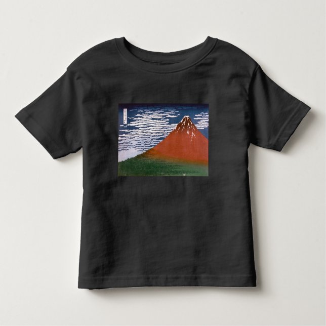 Camiseta Infantil Red Fuji, Aka Fujiyama Volcano Katsushika Hokusai (Frente)