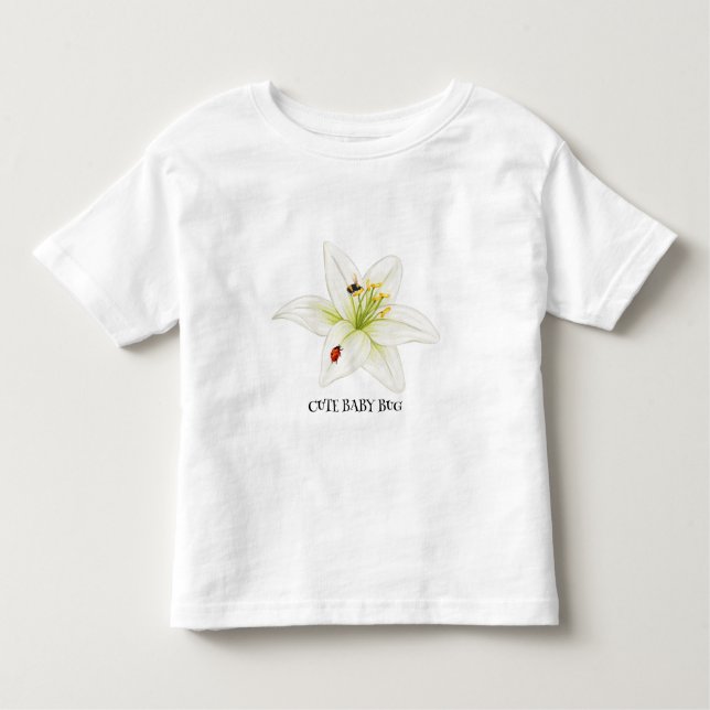 Camiseta Infantil Red Ladybug cor-de-rosa Lily Flower (Frente)