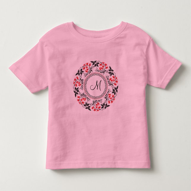Camiseta Infantil Red May lily ring Personalizado Monograma Inicial (Frente)