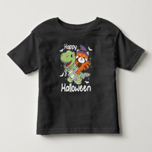Camiseta Infantil Red Panda Happy Halloween T-rex Mummy Costume
