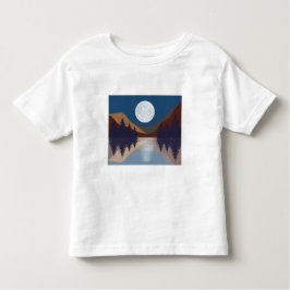 Camiseta Infantil Reflexão da Lua na Floresta Abstrato russa
