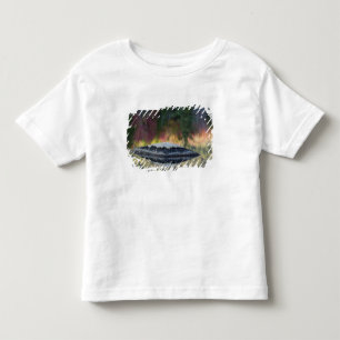 Camiseta Infantil Reflexo de rocha e árvore, Lily Pond, Branco