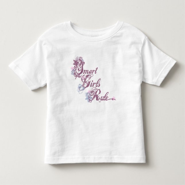 Camiseta Infantil Regra de Raparigas Inteligentes roxa (Frente)