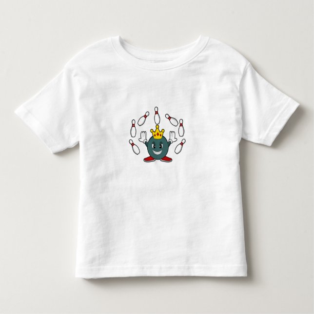 Camiseta Infantil Rei na Boliche com cavilha de Boliche (Frente)