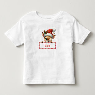 Camiseta Infantil Reindeer de Natal Personalizável e Canas de Doces