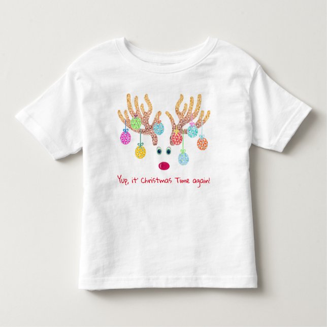 Camiseta Infantil Reindeer e Ornaments Toddler T-shirt (Frente)