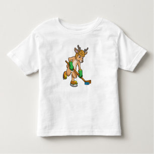Camiseta Infantil Reindeer no hóquei no gelo com bastão de hóquei