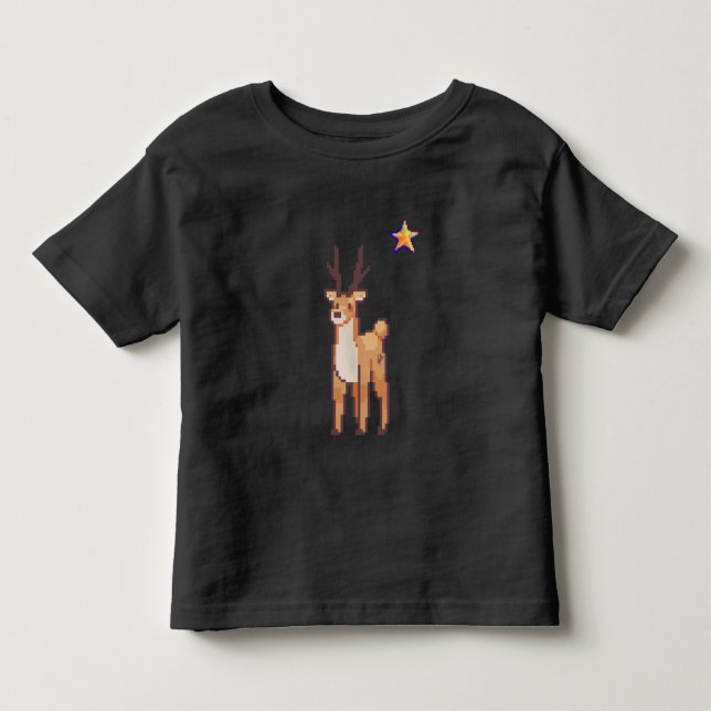 Camiseta Infantil Reindeer, pixelart, pixel art (Frente)