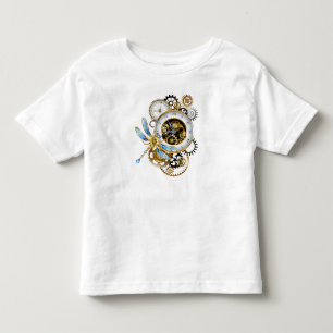 Camiseta Infantil Relógio Steampunk com Dragonfly Mecânica