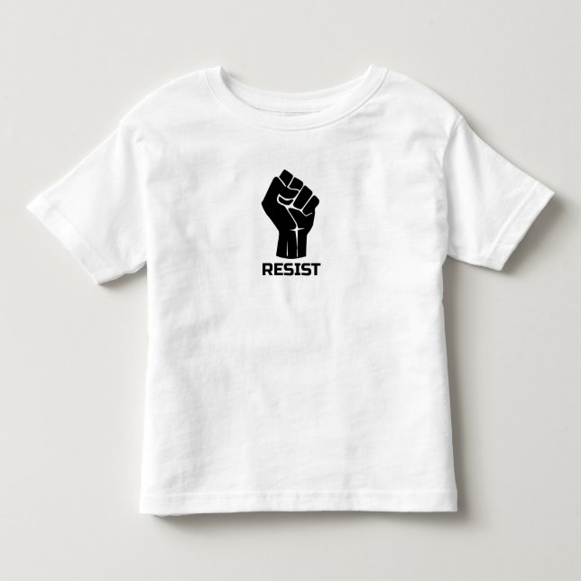 Camiseta Infantil Resistir com punho - em preto (Frente)