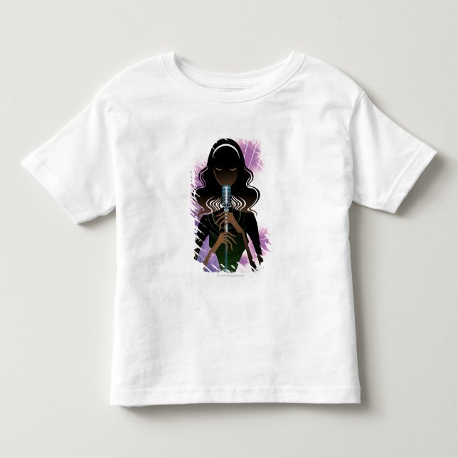 Camiseta Infantil Retrato da mulher segurando microfone (Frente)