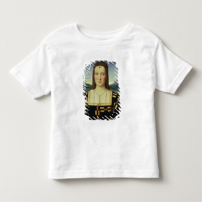 Camiseta Infantil Retrato de Elizabeth Gonzaga, c.1504 (óleo na (Frente)