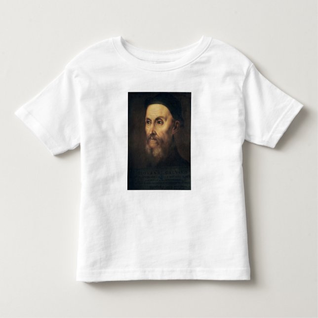 Camiseta Infantil Retrato de João Calvino (Frente)