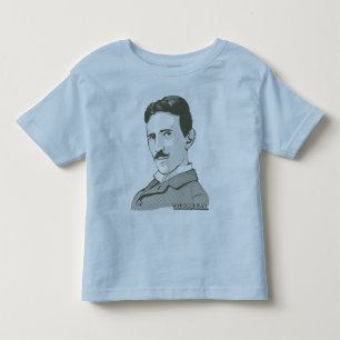Camiseta Infantil Retrato de Nikola Tesla