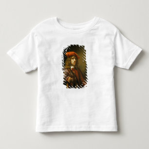 Camiseta Infantil Retrato de um jovem num boné vermelho