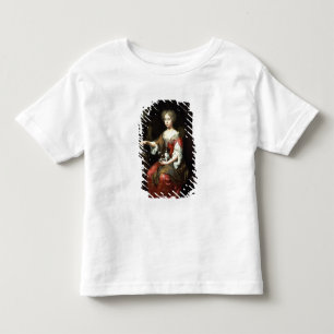 Camiseta Infantil Retrato de uma dama segurando seu animal de estima