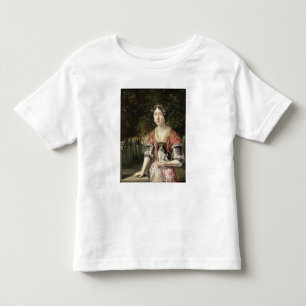 Camiseta Infantil Retrato de uma dama Vestindo um vestido vermelho e