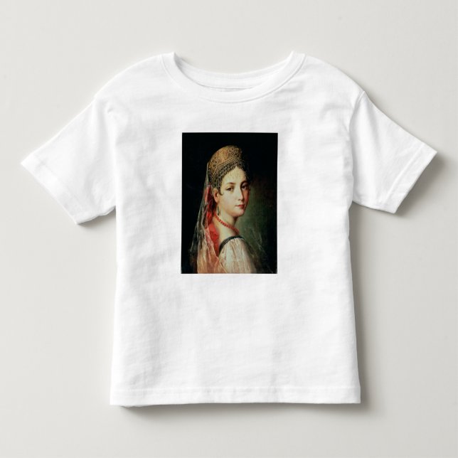 Camiseta Infantil Retrato de uma Menina em Sarafan e (Frente)