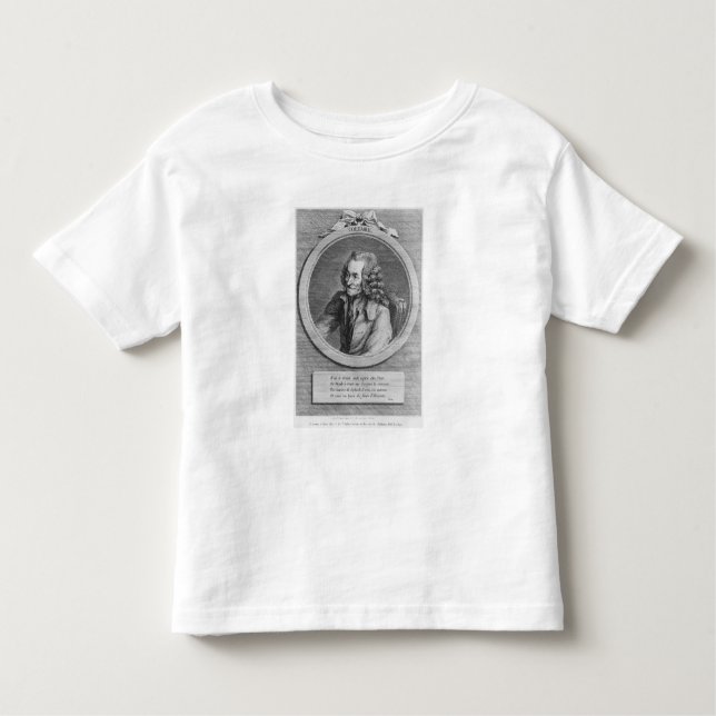 Camiseta Infantil Retrato de Voltaire, de um desenho (Frente)