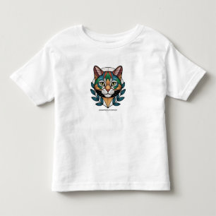 Camiseta Infantil Retrato Geométrico de Artefato Gato