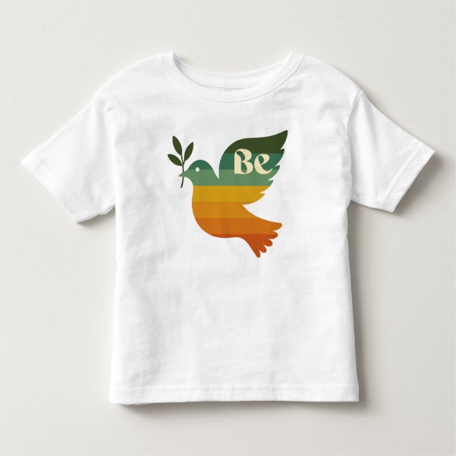 Camiseta Infantil Retro Rainbow Be Peace Dove Toddler Tshirt (Frente)