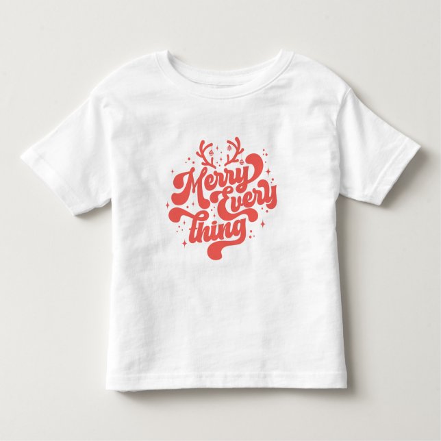 Camiseta Infantil Retro Red White Feliz tudo Feliz Natal (Frente)