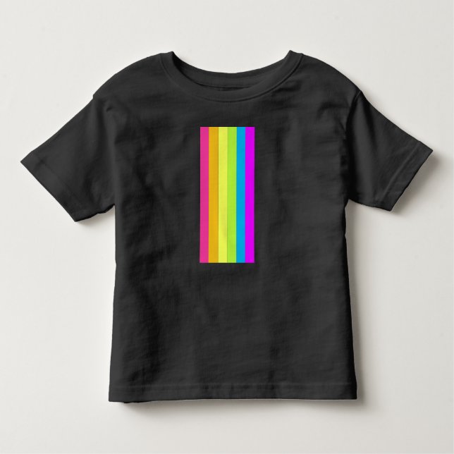 Camiseta Infantil Retro Stripes Toddler's T-Shirt Black & Neon Multi (Frente)