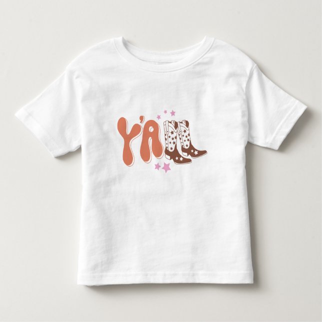 Camiseta Infantil Retro "Y'all" Toddler T-Shirt com Design de inicia (Frente)
